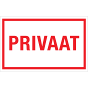 Bord Privaat - wit tekstbord met rode tekst
