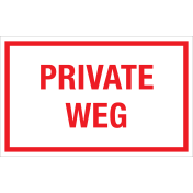 Aluminium Bord Private Weg - wit tekstbord met rode tekst