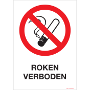 Bord met pictogram en tekst roken verboden