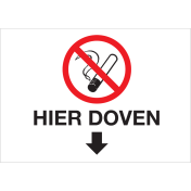 Bord met pictogram en tekst hier doven