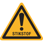 Bord met pictogram waarschuwing stikstof