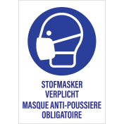 Bord Stofmasker verplicht met tekst NL/FR volgens ISO7010