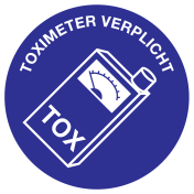 Blauw bord met pictogram om aan te duiden dat een toximeter verplicht is