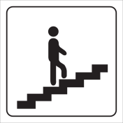 Wit bord met pictogram voor aanduiding trap omhoog