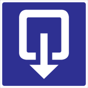 Blauw bord met pictogram uitgangsteken voor aanduiden uitgang