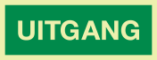 Fotoluminescerend bord met tekst UITGANG