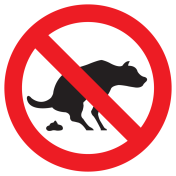 Bord met pictogram verboden honden uitlaten