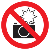 Bord met pictogram flitsen verboden