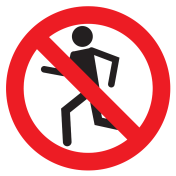 Bord met pictogram lopen verboden