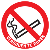 Bord met pictogram en tekst roken verboden