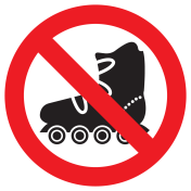Bord met pictogram skeelers verboden