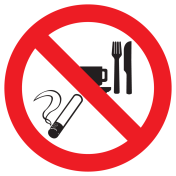 Bord met pictogram roken eten en drinken verboden