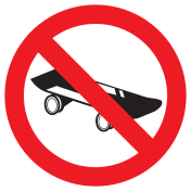 Bord met pictogram skateboard verboden