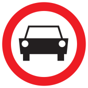 Bord met pictogram voertuigen verboden