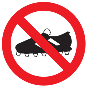 Bord met pictogram voetbalschoenen verboden