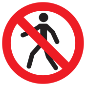 Bord met pictogram voetgangers verboden