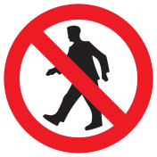 Bord met pictogram verboden voor voetgangers
