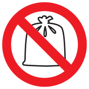 Bord met pictogram verboden vuilniszakken te plaatsen