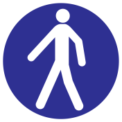 Blauw bord met pictogram om aan te duiden dat doorgang toegestaan is - ISO7010 - M024