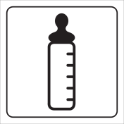 Wit bord met pictogram fles voor aanduiden voedingsruimte