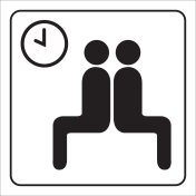 Wit bord met pictogram voor het aanduiden van een wachtruimte