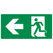 Dubbelzijdig bord met pictogram nooduitgang links / rechts ISO 7010