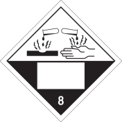 Gevaarsetiket Bijtende Stoffen 8 - sticker met un nummer - ADR, ADN, IMO, IMDG, RID en IATA