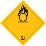 Gevaarsetiket Oxiderende Stoffen 5.1 - sticker - ADR, ADN, IMO, IMDG, RID en IATA