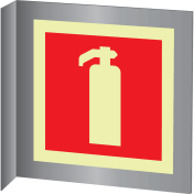 Aluminium haaks bord met fotoluminescerend brandblusser pictogram