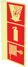Handmelder, brandblusser, brandhaspel (haaks fotoluminescerend)