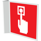 Haaks bord met pictogram van een handbrandmelder