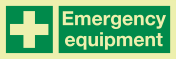 Fotoluminescerende sticker met IMO pictogram en tekst noodmateriaal