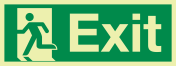 Fotoluminescerende IMO sticker met IMO pictogram en tekst Exit (links openen)