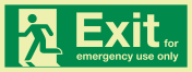 Fotoluminescerende IMO sticker met IMO pictogram Uitgang alleen in geval van nood gebruiken 