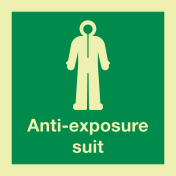 Fotoluminescerende sticker met IMO pictogram en tekst anti blootstellingspak