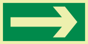 Fotoluminescerende sticker met IMO pictogram van een pijl, smal en lang