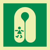 Fotoluminescerende sticker met IMO pictogram reddingsvest voor kinderen