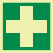 Fotoluminescerende sticker met IMO pictogram eerste hulp