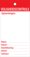 Inspectietag Veiligheidscontrole (NL) - PVC Label