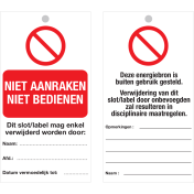 Veiligheidslabel Niet aanraken Niet bedienen (NL) - Lock out tag out label (LOTO)