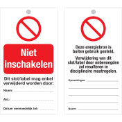 Veiligheidslabel Niet Inschakelen (NL) - Lock out tag out label (LOTO)