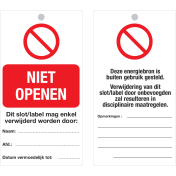 Veiligheidslabel Niet openen (NL) - Lock out tag out label (LOTO)