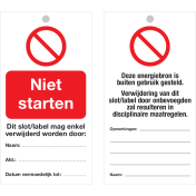Veiligheidslabel Niet Starten (NL) - Lock out tag out label (LOTO)