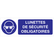Bord met pictogram en tekst om aan te duiden dan een veiligheidsbril verplicht is - ISO7010 - M004