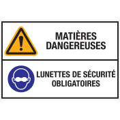 Panneau Matières dangereuses - Lunettes de sécurité obligatoires