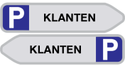 Parkeerbord met pijl "Klanten" aluminium 850x200mm