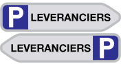 Parkeerbord met pijl "Leveranciers" aluminium 850x200mm