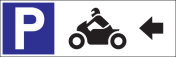 Parkeerbord "Motoren links" Dibond 340x110mm