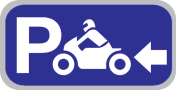Parkeerbord "Motoren links" aluminium 400x200mm
