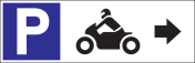 Parkeerbord "Motoren rechts" Dibond 340x110mm